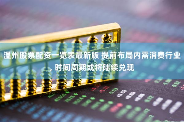 温州股票配资一览表最新版 提前布局内需消费行业, 时间周期或将陆续兑现